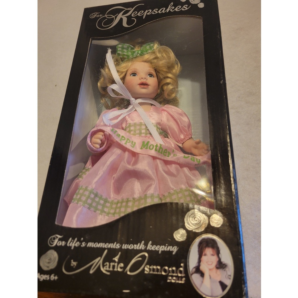 Marie Osmond Happy Mother's Day Gift Porcelain Doll For Keepsakes 8 inch Pink
